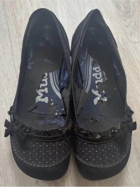 Mudd Black Slip-On Polka Dot Ballet Flats with Bow